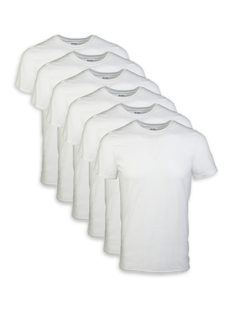 Gildan Men's Short Sleeve Crew T-Shirt White 6-Pack Sizes S-2XL