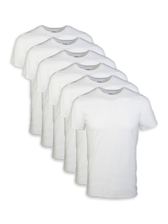 Adult Men's Short Sleeve Crew White T-Shirt, 6-Pack, Sizes S-2XL
