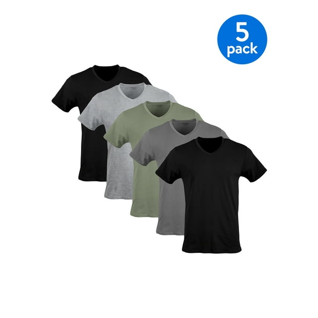 Gildan Adult Men's Short Sleeve V-Neck Assorted Color T-Shirt, 5-Pack ...