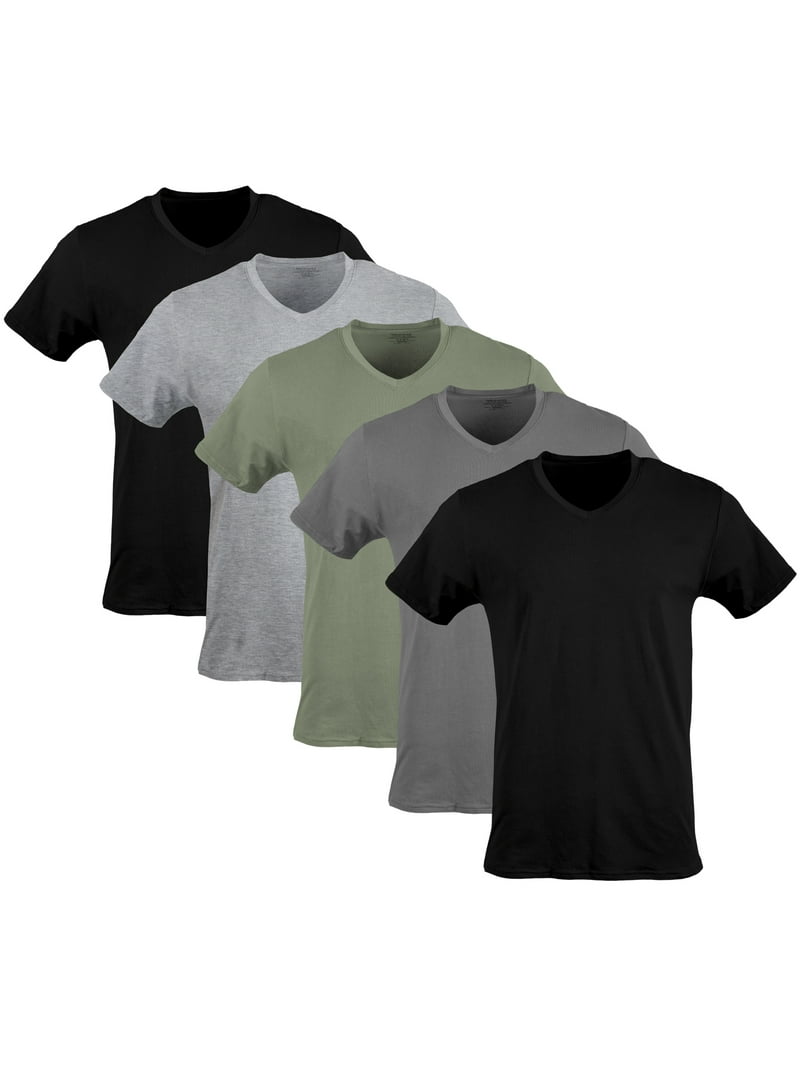 Gildan, Men's Short Sleeve V-neck T-Shirts, 5-pack, Assorted