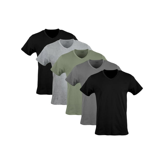Gildan Adult Men's Short Sleeve V-Neck Assorted Color T-Shirt, 5-Pack ...