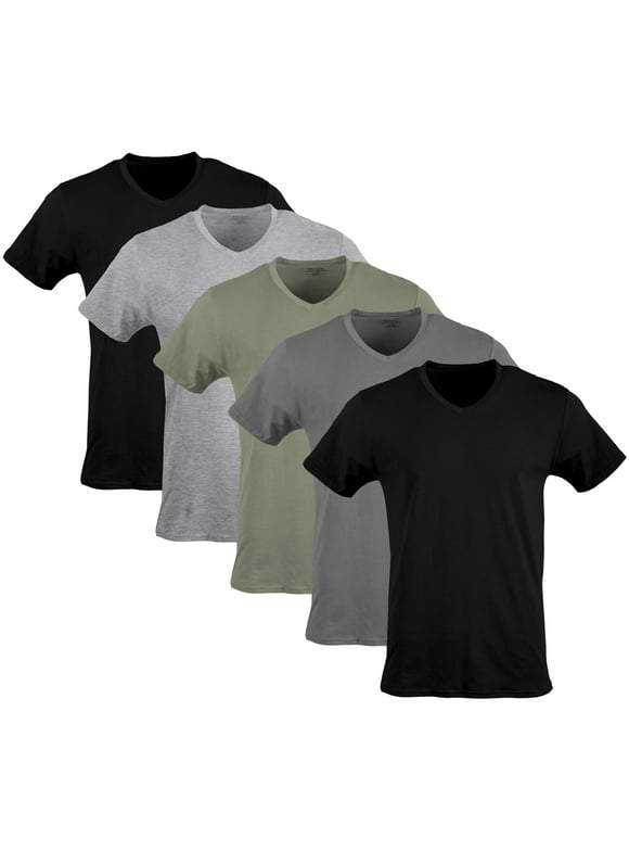Gildan Adult Men's Short Sleeve V-Neck Assorted Color T-Shirt, 5-Pack, Sizes S-2XL