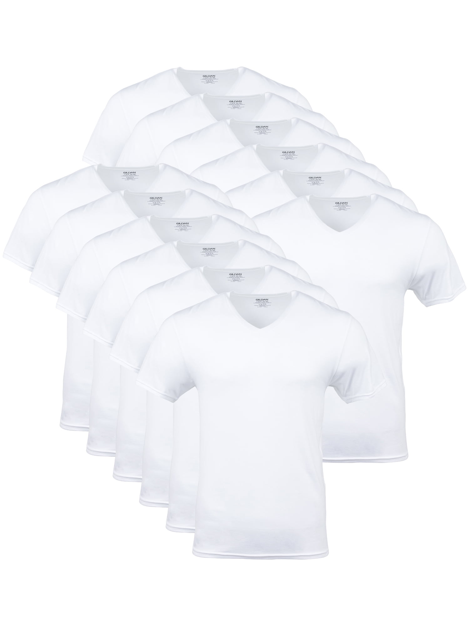 Gildan Adult Men's Short Sleeve V-Neck White T-Shirt, 12-Pack, Sizes S ...