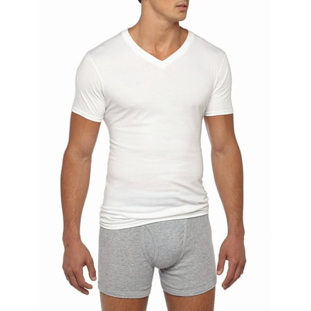 Gildan Adult Men's Short Sleeve V-Neck White T-Shirt, 12-Pack, Sizes S-2XL