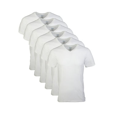 Gildan Men's V-Neck T-Shirts, 6-Pack, White, Medium
