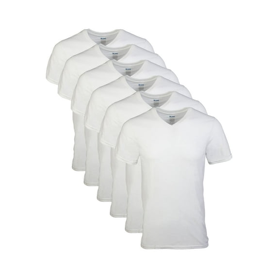 Gildan Men's V-Neck T-Shirts, 6-Pack, White, Small