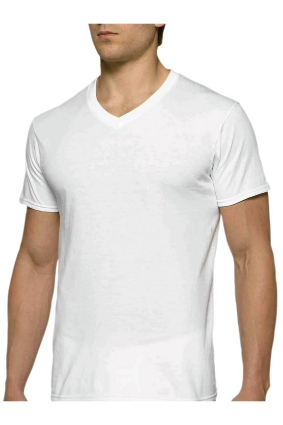 Men's V-Neck T-Shirts, 6-Pack, White, X-Large