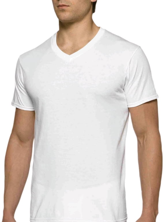 Men's V-Neck T-Shirts, 6-Pack, White, Large