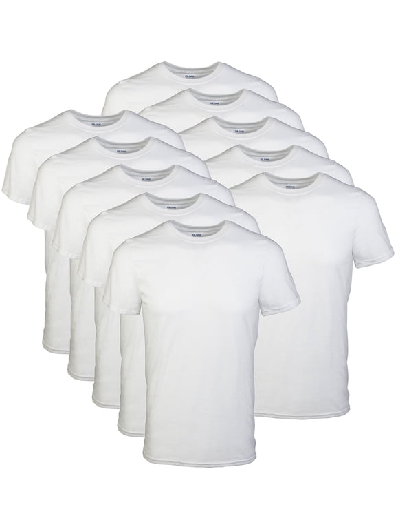 Adult Men's Tag Free, Crew T-shirts, White, 12-Pack, Sizes S-2XL