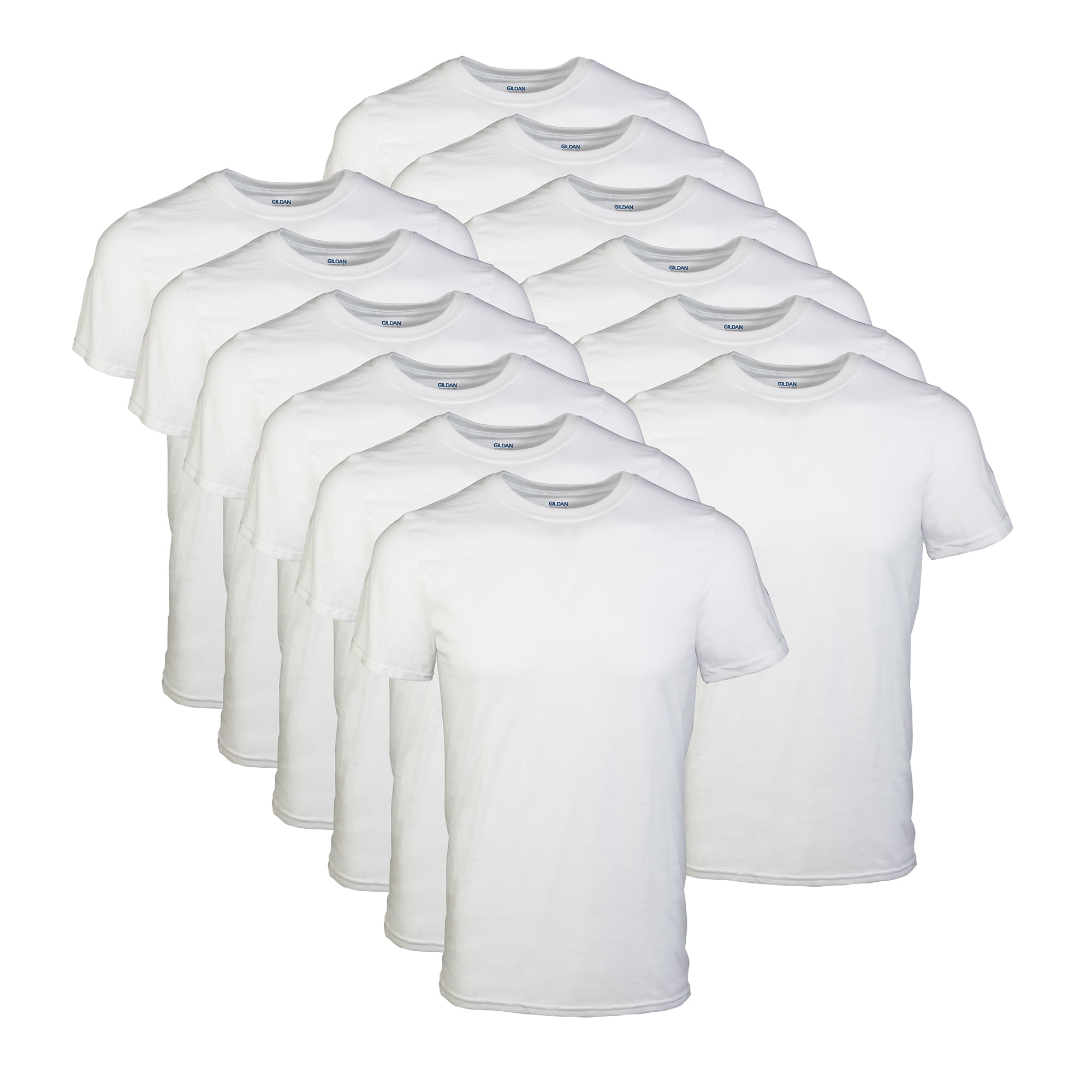 Gildan Men's Multipack Crew T-Shirts, Tag Free, White, 12-Pack