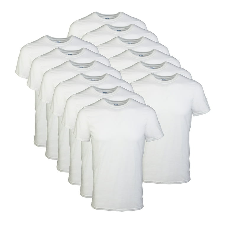 Gildan Men's Multipack Crew T-Shirts, Tag Free, White, 12-Pack