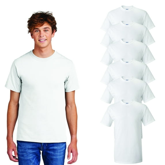 Gildan - Adult Men's Ultra Cotton Short Sleeve T-Shirt| Crew Neck, Classic Fit Tees, 100% Cotton White Color 6 oz | Bulk Pack – 6 | Size- S