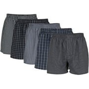 Gildan Adult Men's Woven Boxer Underwear, 5-Pack, Sizes S-2XL, 4.5" Inseam