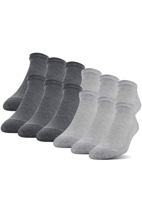 , Adult Mens, 12-Pack Half Cushion Terry Foot Bed No Show Casual Socks, Sizes 10-13