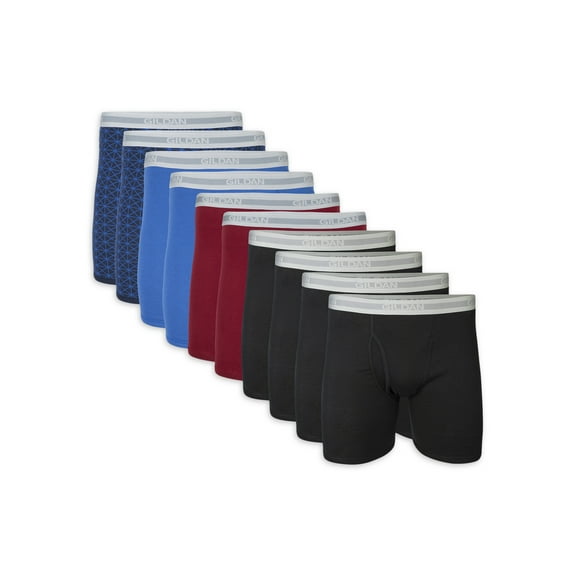 Gildan Adult Mens Boxer Briefs With Waistband, 10-Pack, Sizes S-2XL, 6" Inseam
