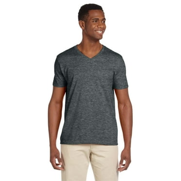 Gildan G64V Softstyle V-Neck T-Shirt, 2X, Dark Heather
