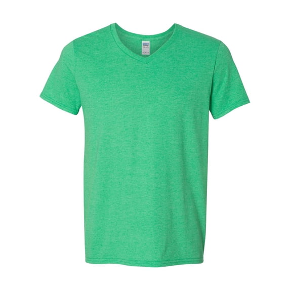 Gildan Adult Softstyle® V-Neck T-Shirt, HTHR IRISH GREEN, M