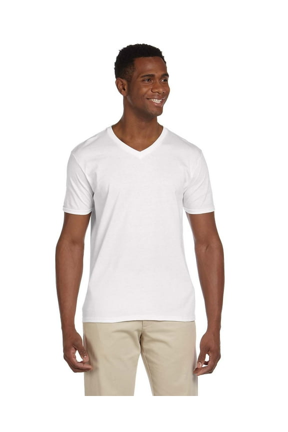 Adult Softstyle® V-Neck T-Shirt, WHITE, 3XL