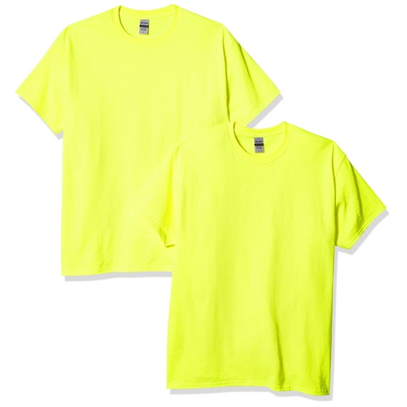 Gildan Mens Ultra Cotton T-Shirt, L, Safety Green (Pack of 2) 2 Safety Green
