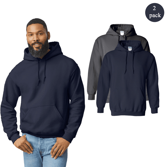 Gildan Adult’s Heavy Blend Hooded Sweatshirt, Multicolor Bulk Pack of 2, S