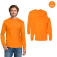 thumbnail image 1 of Gildan Adult’s Hi Vis Ultra Cotton Long Sleeve T-Shirt, Safety Orange Work Tee, 2 Pack, 2XL, 1 of 5