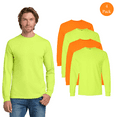 thumbnail image 1 of Gildan Adult’s High Visibility Ultra Cotton Safety T-Shirt, Long Sleeve Workwear Casual tee, Multicolor, 4 Pack, S, 1 of 5
