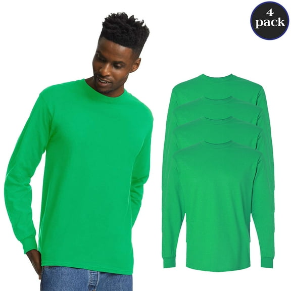 Gildan Adult’s Ultra Cotton Long Sleeve Art and Craft T-Shirt, Irish Green 4 Bulk Pack, 3XL