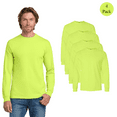 thumbnail image 1 of Gildan Adult’s Ultra Cotton Long Sleeve T-Shirt, Hi Vis Rib Cuffs Work Safety Green Tee, 4 Pack, S, 1 of 5