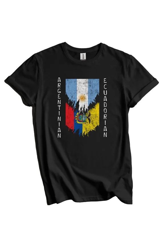 Argentinian Ecuadorian Flags Ripped Torn Argentina Ecuador T-Shirt Gift for Men Women Unisex Tee