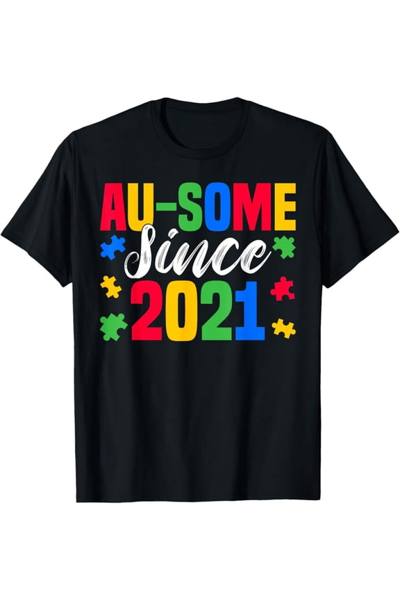 Au-some Since 2021 4 Years Old Autism Awareness T-Shirt