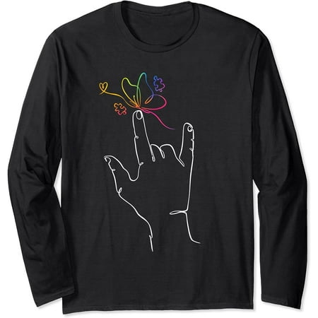 Gildan Autism Awareness Butterfly ASL I Love You Hand Sign Language T-Shirt