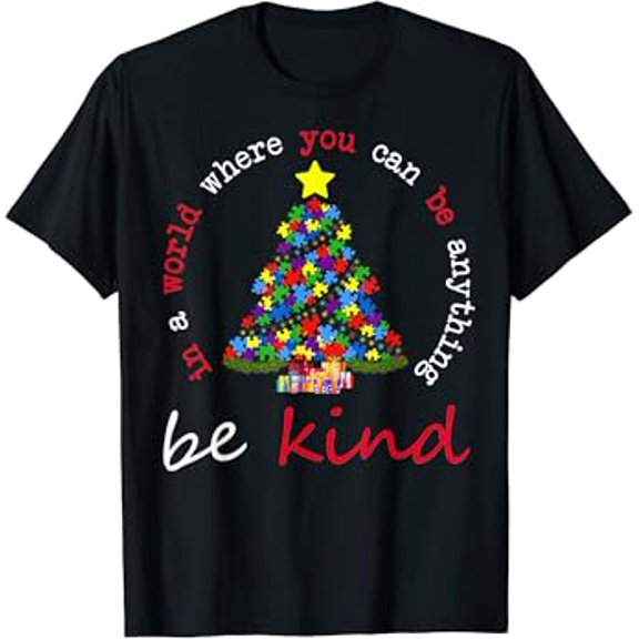 Gildan Autism Awareness Christmas Be Kind Kindness Xmas Pajama T-Shirt
