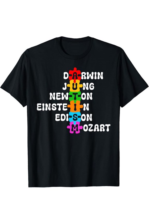 Autism Awareness Darwin Jung Newton Einstein Edison Mozart T-Shirt