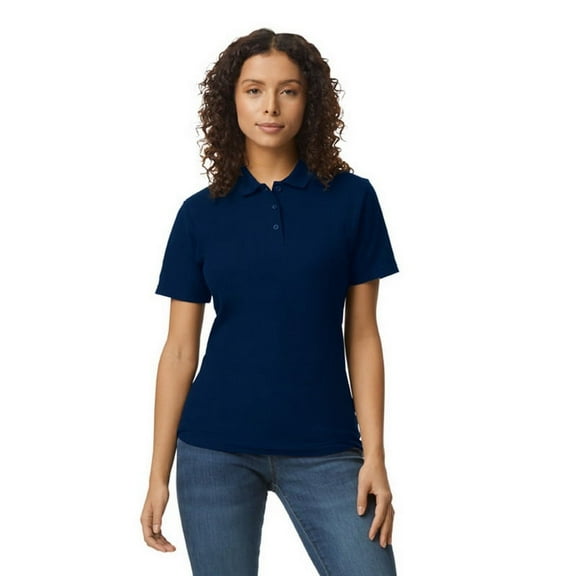 Gildan B01260654 Softstyle Pique Polo Shirt for Women, Navy - Medium