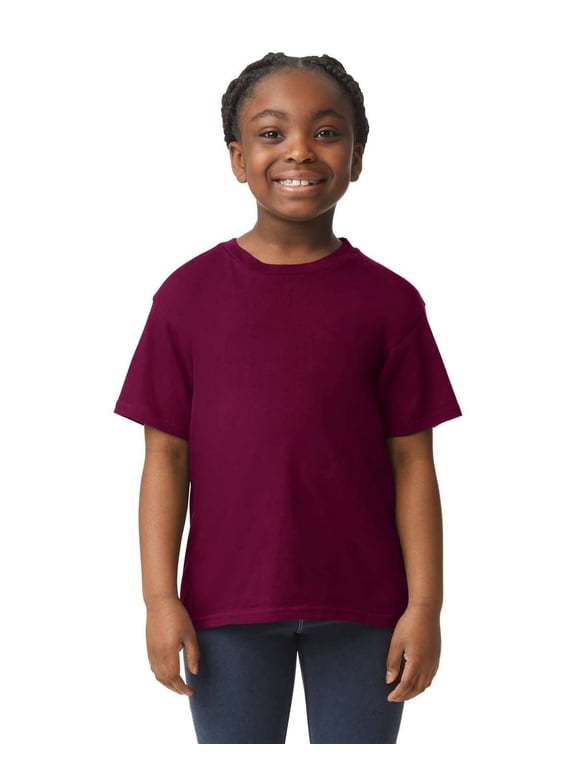 B01660533 Softstyle Youth T-Shirt, Maroon - Small