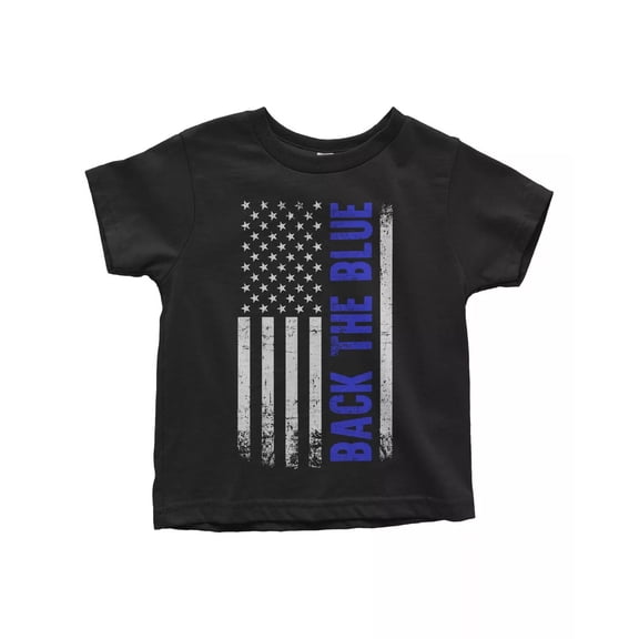 Gildan Back the Blue American Flag Toddler T-Shirt Blue Line Police Gift for Men Women Unisex Tee