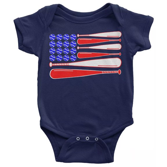 Gildan Baseball and Bat American Flag Infant Bodysuit Team Player Gift Idea Gift for Men Women Unisex Tee