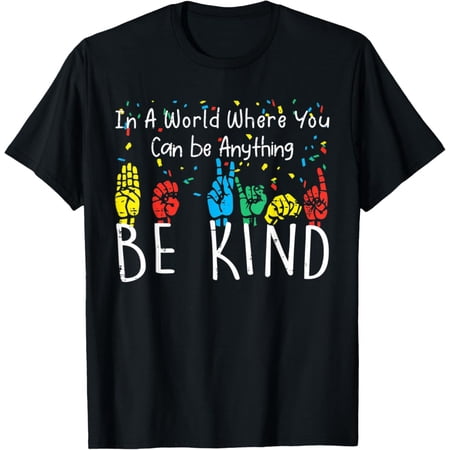 Gildan Be Kind ASL Hand Sign Language Autism Awareness Autism Mom T-Shirt Gift for Men Women Unisex Tee