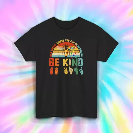 Gildan Bee Kind Asl Sign Language T-Shirt Autism Awareness Inclusion Tee Unisex Tee