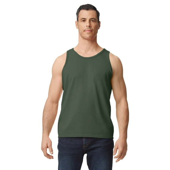 Gildan Heavy Cotton Tank Top for Men, Classic Fit Bound Neck Sleeveless Tank for Comfort, Forest Green, S