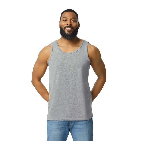 Gildan Ultra Cotton Tank Top for Men, Classic Fit Bound Neck Sleeveless Tank for Comfort, Sport Grey, L