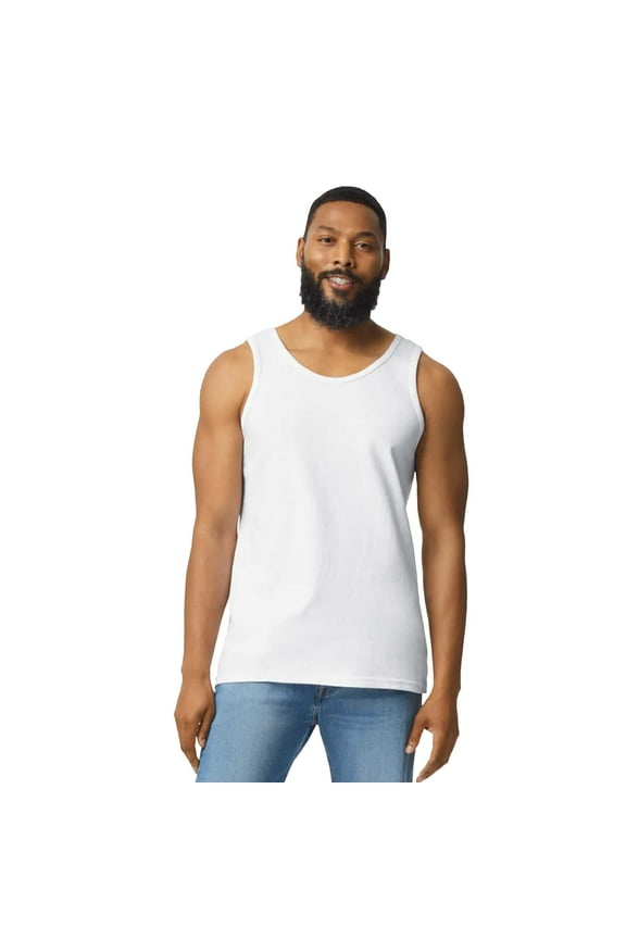 Ultra Cotton Tank Top, White Sleeveless Workout Shirt for Men Single Pack Gym Undershirt, 2XL