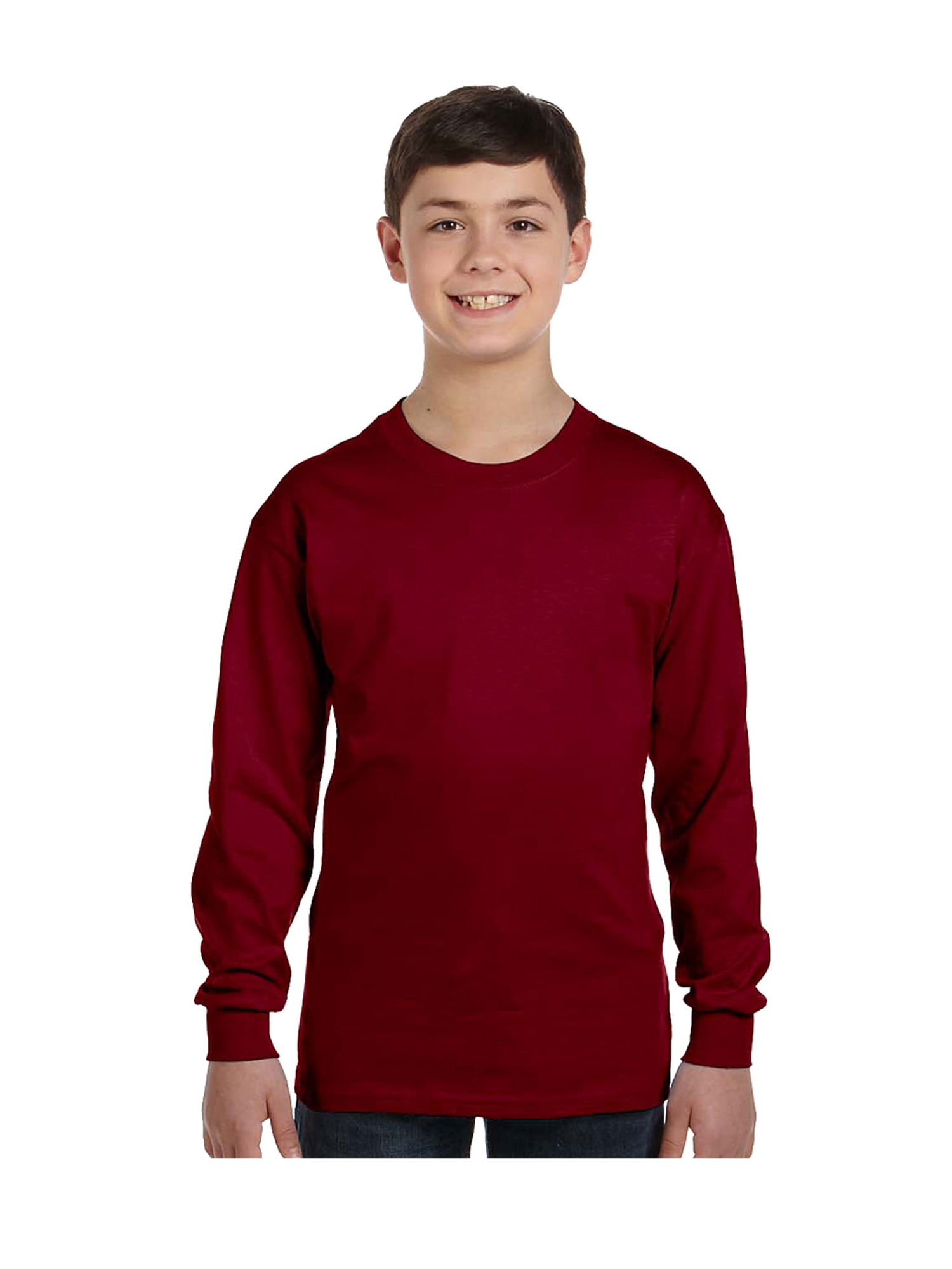 Gildan Big Boys Seamless Crewneck Long Sleeve T-Shirt, Style