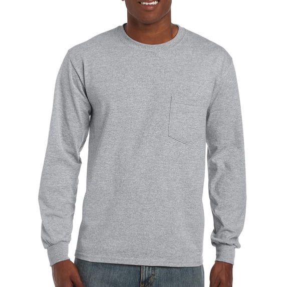 Gildan Big mens classic long sleeve pocket t-shirt, 2xl