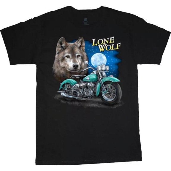 Gildan Biker Lone Wolf T-Shirt Graphic Tees Mens Gifts Gift For Men Women Unisex Tee