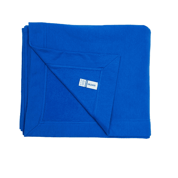 Gildan Blanket with 50"x60" Calms and Comforts | Royal Heavy Blend Fleece Stadium Blanket Hemmed sides all around durability and creating a smoother printing surface - WD18