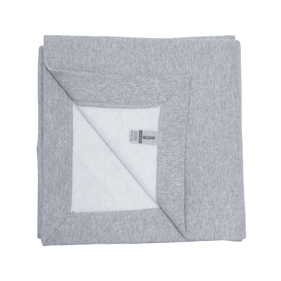 Gildan Blanket with 50"x60" Calms and Comforts | Sport Grey Heavy Blend Fleece Stadium Blanket Hemmed sides all around durability and creating a smoother printing surface - WD18