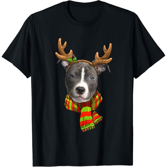 Gildan Blue Nose Pitbulls Dog Christmas Reindeer Christmas Pajama T-Shirt
