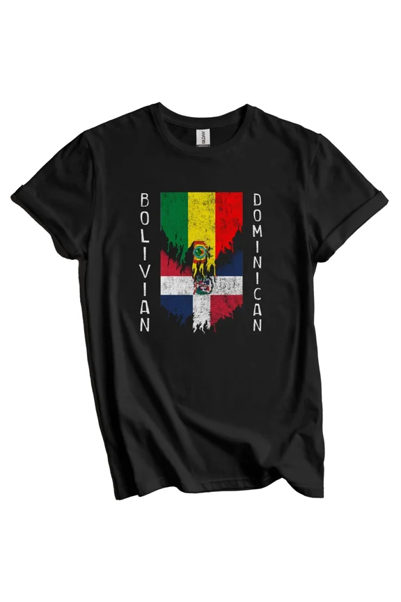 Bolivian Dominican Flags Ripped Torn Bolivia Dominican Republic T-Shirt Gift for Men Women Unisex Tee