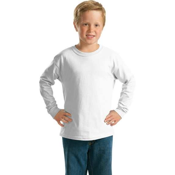 Gildan Boy's 100 Percent Cotton Long Sleeve T-Shirt - 2400B